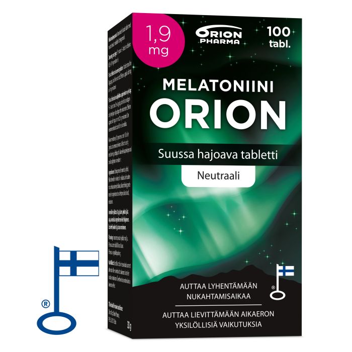 19716_Melatoniini_Orion_1_9mg_Neutraali_100tabl_vasemmalta_RGBL_flag